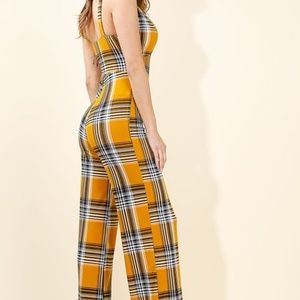 yellow plaid jumpsuit